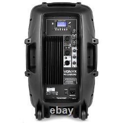 Pair of Vonyx SPJ1200ABT 12 Active Powered Speakers with Bluetooth & Bags 1200W