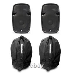 Pair of Vonyx SPJ-1000AD 10 Active Powered PA Speakers with Bags 800W