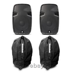 Pair of Vonyx SPJ-1200A 12 Active Powered PA Speakers with Bags 1200W