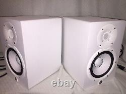 Pair of White Yamaha Powered Speaker System Monitors HS7 LF 6.5 Cone HF 1 Dome