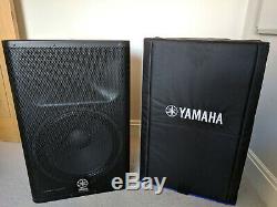 Pair of Yamaha DXR15 Speakers (1100w Powered 1x15) with covers, power cables