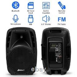 Powered Speaker Pair 10 Bluetooth Remote Control PA Speaker System Portable DJ