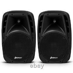 Powered Speaker Pair 10 Bluetooth Remote Control PA Speaker System Portable DJ