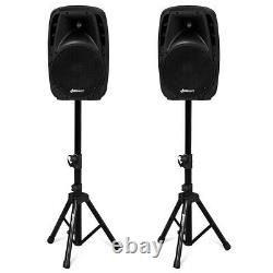 Powered Speaker Pair 10 Bluetooth Remote Control PA Speaker System Portable DJ