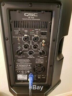 QSC K10 1000W Powered Speaker PAIR with SHURE MIC and XLR Cable