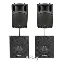 QTX Sound QX15A Active Speakers PAIR & QT15SA Powered Subs PAIR & Poles & Leads