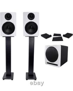 Rockville (2) APM6W 6.5 Powered Studio Monitors+Active 10 Subwoofer+Stands+Pad