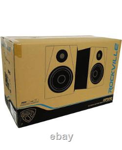 Rockville (2) APM6W 6.5 Powered Studio Monitors+Active 10 Subwoofer+Stands+Pad