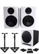 Rockville 2 APM6W 6.5 Powered Studio Monitors+Active 10 Subwoofer+Stands+Pads