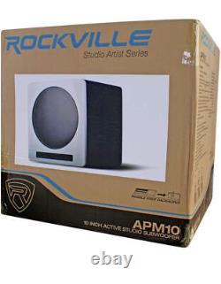 Rockville 2 APM6W 6.5 Powered Studio Monitors+Active 10 Subwoofer+Stands+Pads