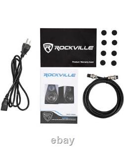 Rockville (2) APM8B 8 Powered Studio Monitors+Active 10 Subwoofer+Stands and P