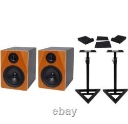 Rockville (2) DPM5C Dual Powered 5.25 300w Active Studio Monitors+Stands+Pads