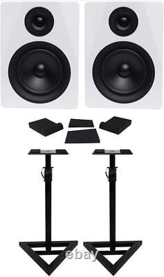 Rockville (2) DPM5W Dual Powered 5.25 300w Active Studio Monitors+Stands+Pads