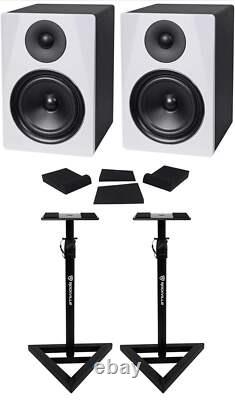 Rockville 2 DPM6W Dual Powered 6.5 420 Watt Active Studio Monitors+Stands+Pads