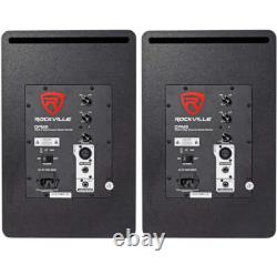 Rockville 2 DPM8B Dual Powered 8 600 Watt Active Studio Monitors+Stands+Pads