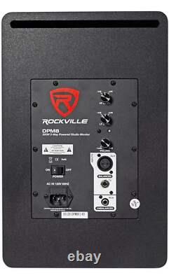 Rockville (2) DPM8B Dual Powered 8 600 Watt Active Studio Monitors+Stands+Pads