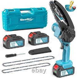 Seesii 8 Inch Mini Cordless Chainsaw with High Capacity 4000mAh x2 Batteries