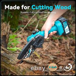 Seesii 8 Inch Mini Cordless Chainsaw with High Capacity 4000mAh x2 Batteries