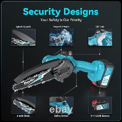 Seesii 8 Inch Mini Cordless Chainsaw with High Capacity 4000mAh x2 Batteries