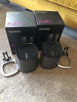 Sonos Play1 Wireless Smart Speaker 1 pair Black Boxed With Stands