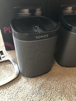 Sonos Play1 Wireless Smart Speaker 1 pair Black Boxed With Stands