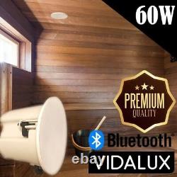 Vidalux Bluetooth Ceiling Speakers Pair Sauna Bathroom Kitchen 60W Waterproof