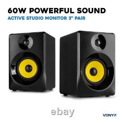 Vonyx 30B Active Studio Monitors (Pair) 3 Powered Desktop Speakers, Black