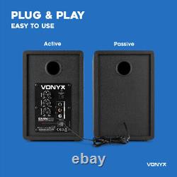 Vonyx 30B Active Studio Monitors (Pair) 3 Powered Desktop Speakers, Black