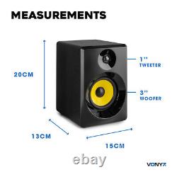 Vonyx 30B Active Studio Monitors (Pair) 3 Powered Desktop Speakers, Black