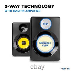 Vonyx 40B Active Studio Monitors (Pair) 4 Powered Multimedia Speakers Black